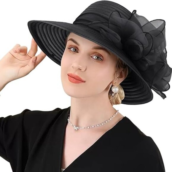 Women's Fashionable Dressy Church Hat Fascinator Bridal Tea Party Flower Wedding - Picture 1 of 8